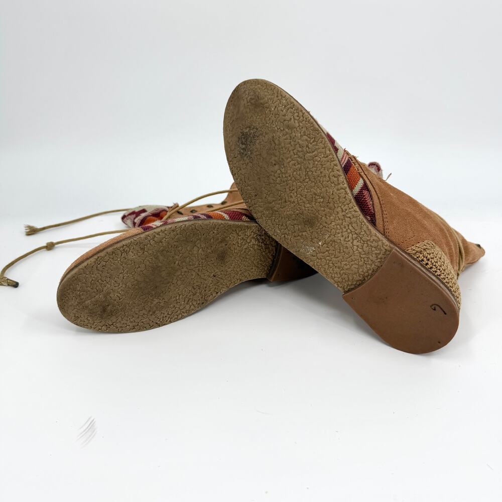 The Sak Tan Genuine Suede Aztec Southwestern Crochet Boots - Picture 8 of 11